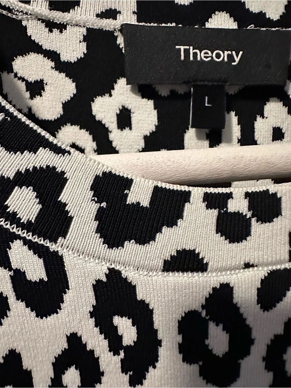 Theory Black and White Leopard-Spot Mini Dress - Picture 3 of 5